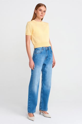 Kvinnors högmidjade vida jeans
