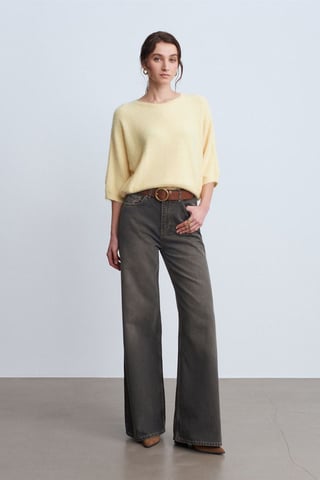 High-Waist Wide-Leg Cotton Denim Jeans