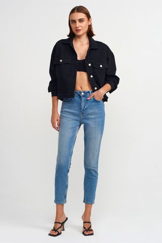 Women's High-Waist Slim Straight Jeans
