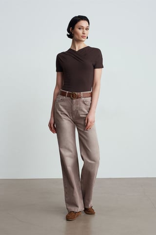 High-Waist Straight-Leg Denim Jeans