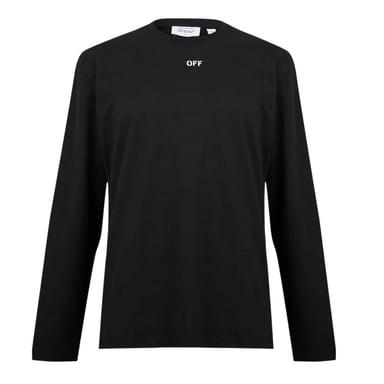 Off White Mens Cotton Crew Neck Regular T-Shirt (Black/Aqua)