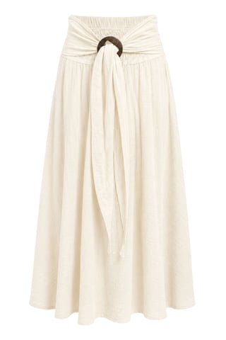 High-Waist Belted A-Line Maxi Skirt