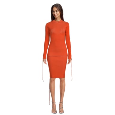 Off White Womens/Ladies Slim Jumper (Coral Red)