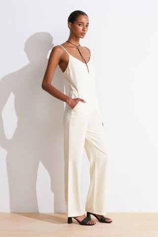 Gestrikte Wijde Pijpen V-hals Jumpsuit
