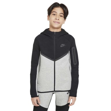 Nike Childrens/Kids Tech Fleece Full Zip Hoodie (Black/Grey)