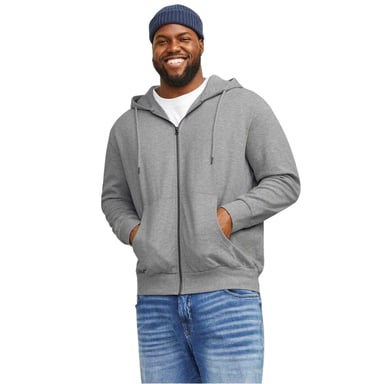 Jack And Jones Mens Big & Tall Full Zip Hoodie (Grey Melange)