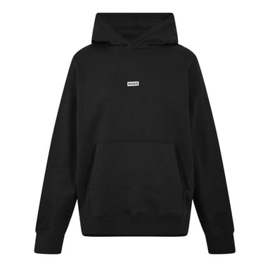 Hugo Mens Logo Cotton Overhead Relaxed Fit Hoodie (Black)