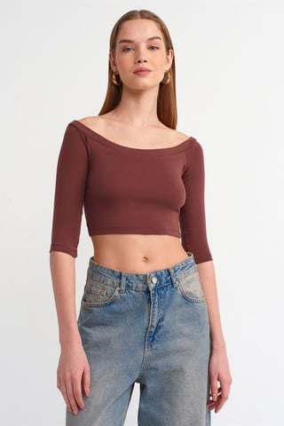 Kvinnors Off-shoulder Cropped Blus