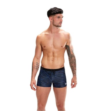 Speedo Mens Valmilton Wavy Pattern Slim Swimming Trunks (Black/Blue)