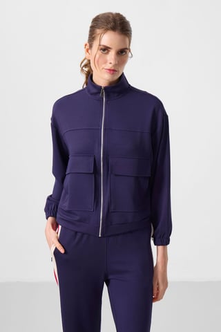 Överdimensionerad Cropped Zip-Neck Stickad Topp