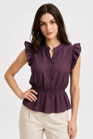 Texturerad Jacquard Peplum Blus