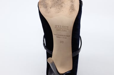 Malone Souliers 100mm Maureen Mules i marinblått läder
