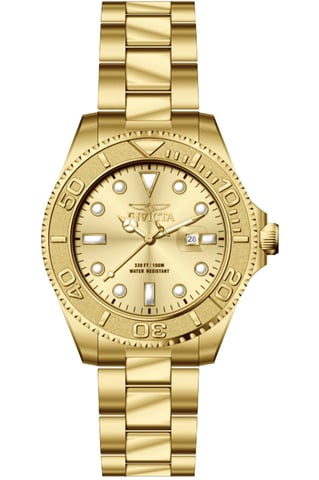 Invicta Pro Diver 69521 Men's Watch - Quartz Movement - Stainless Steel with Gold Dial - 47 mm