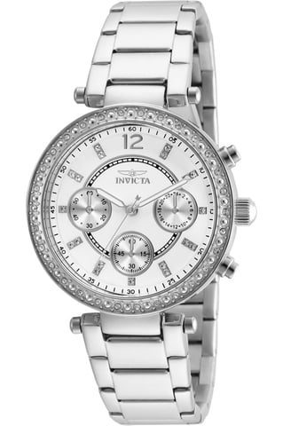 Invicta Angel 21386 Women's Watch - Quartz Movement - Stainless Steel with White Dial - 36 mm