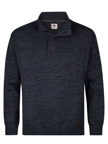 Petrol Industries - Plus Size Melange Knit Polo Shirt steelbridge Men - Blue