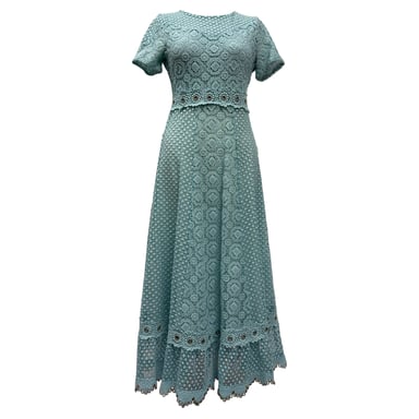 Maje Lace Maxi Dress in Turquoise Polyester