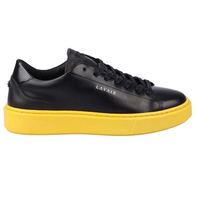Lavair Mens Luna Nappa Leather Platform Trainers (Black/Yellow)