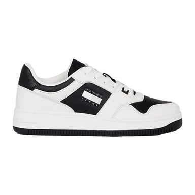 Tommy Jeans Mens Leather Basketball Cupsole Trainers (White/Black)