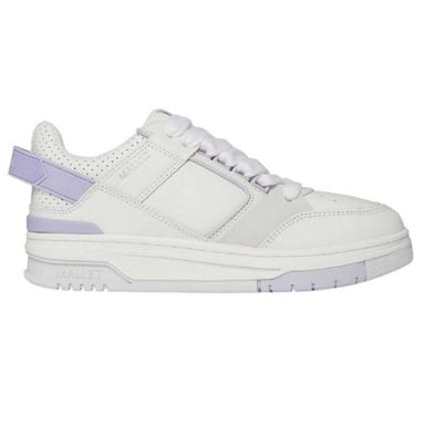 Mallet Womens/Ladies Compton Leather Low Cut Chunky Flat Trainers (White/Lilac)