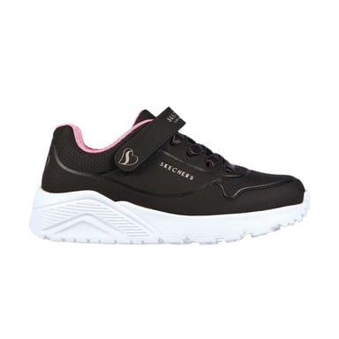 Skechers Girls Street Uno Lite Perforated Trainers (Black/Pink)