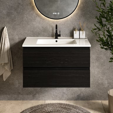Mirlux Badkamermeubel luma 80 cm eiken witte wastafel