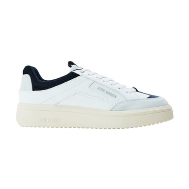 Steve Madden Mens Orlando Leather Trainers (White/Navy)