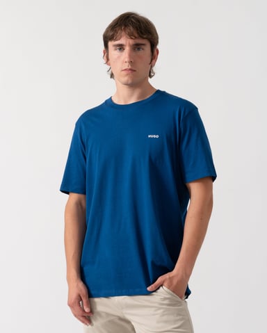 Regular Fit Short Sleeve Logo Detail T-Shirt in Medium Blue