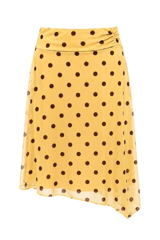 High-Waist Polka Dot Tulle Midi Skirt