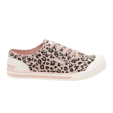 Rocket Dog Womens/Ladies Jazzin Leopard Print Canvas Flat Trainers (Pink)