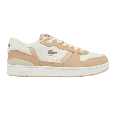 Lacoste Mens T-Clip Leather Low Cut Flat Trainers (Light Brown)