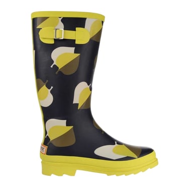Regatta Womens/Ladies Orla Kiely Leaf Print Wellington Boots (Black Shadow Elm Yellow Print)