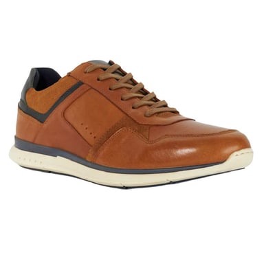 Dune London Mens Torben Leather Trainers (Tan)