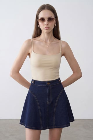 Slim Fit Fyrkantig Halsringning Ärmlös Blus