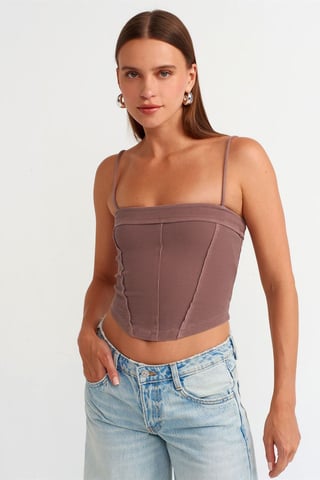 Ribbad fyrkantig neck crop top
