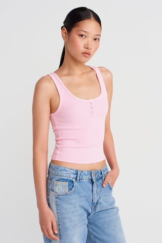 Ribbade bomullsmixade crop cami topp