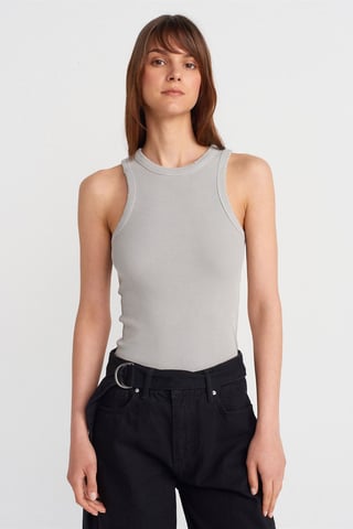 Sleeveless Ribbed Knit Blouse
