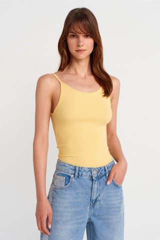 Ribbad ärmlös slim fit-blus