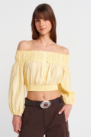 Off-shoulder Kort Blus