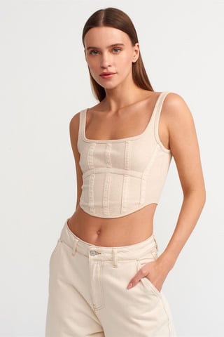 Fitted Crop Corset Top With Square Neckline