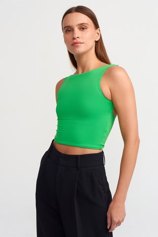 Dames Mouwloze Cut-Out Crop Blouse