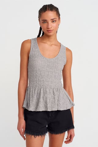 Texturerad Spets Peplum Blus