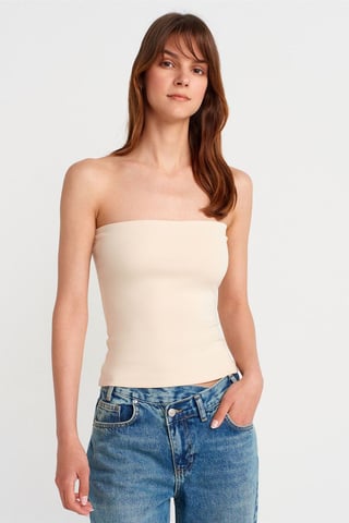 Strapless Slim-fit Jersey Blouse