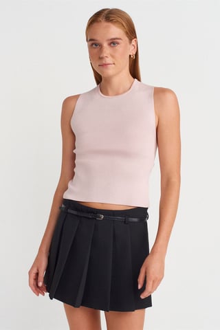 Ärmlös Utsvängd Stickad Blus