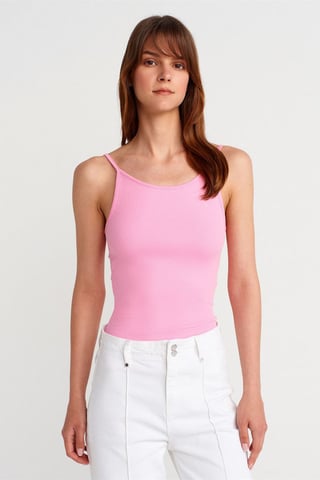 Ribbad ärmlös slim fit-blus