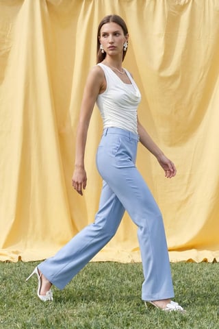 Sleeveless Cowl Neck Jersey Blouse