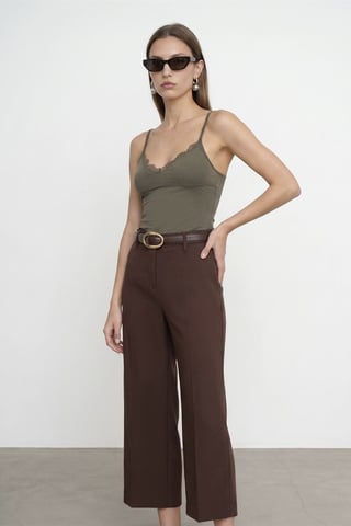 Kant V-hals Mouwloze Hemdblouse
