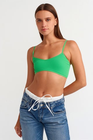 Ribbed V-neck Crop Bralet Top