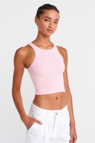 Ribbed Cotton-blend Sleeveless Crop Top