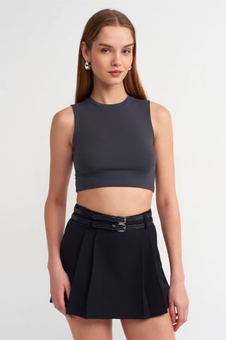Ärmlös Crop Top i Bomull Jersey