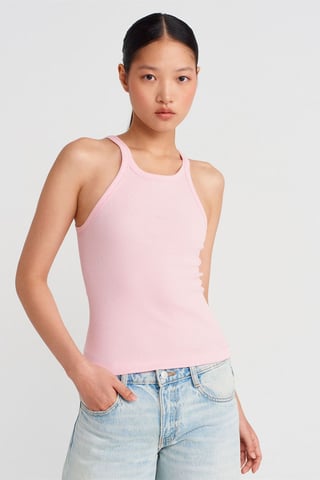 Ribbed Cotton Sleeveless Cami Blouse